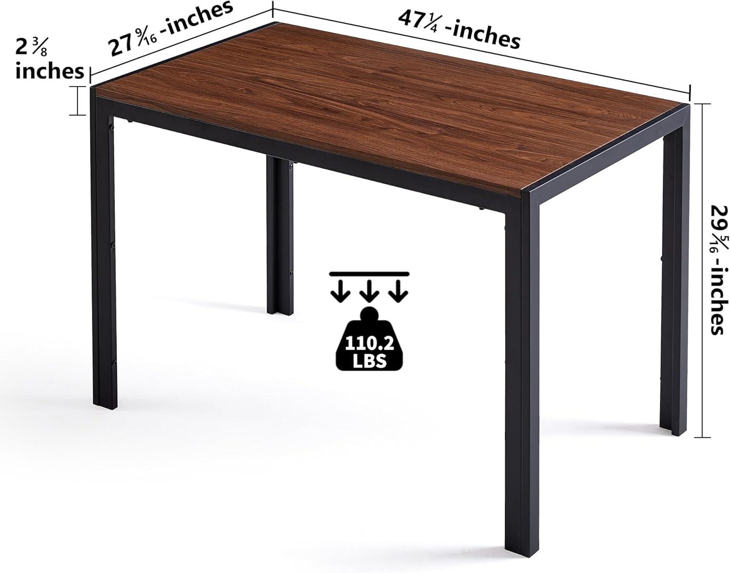 Walnut and Black Rectangular MDF Dining Table with Metal Legs