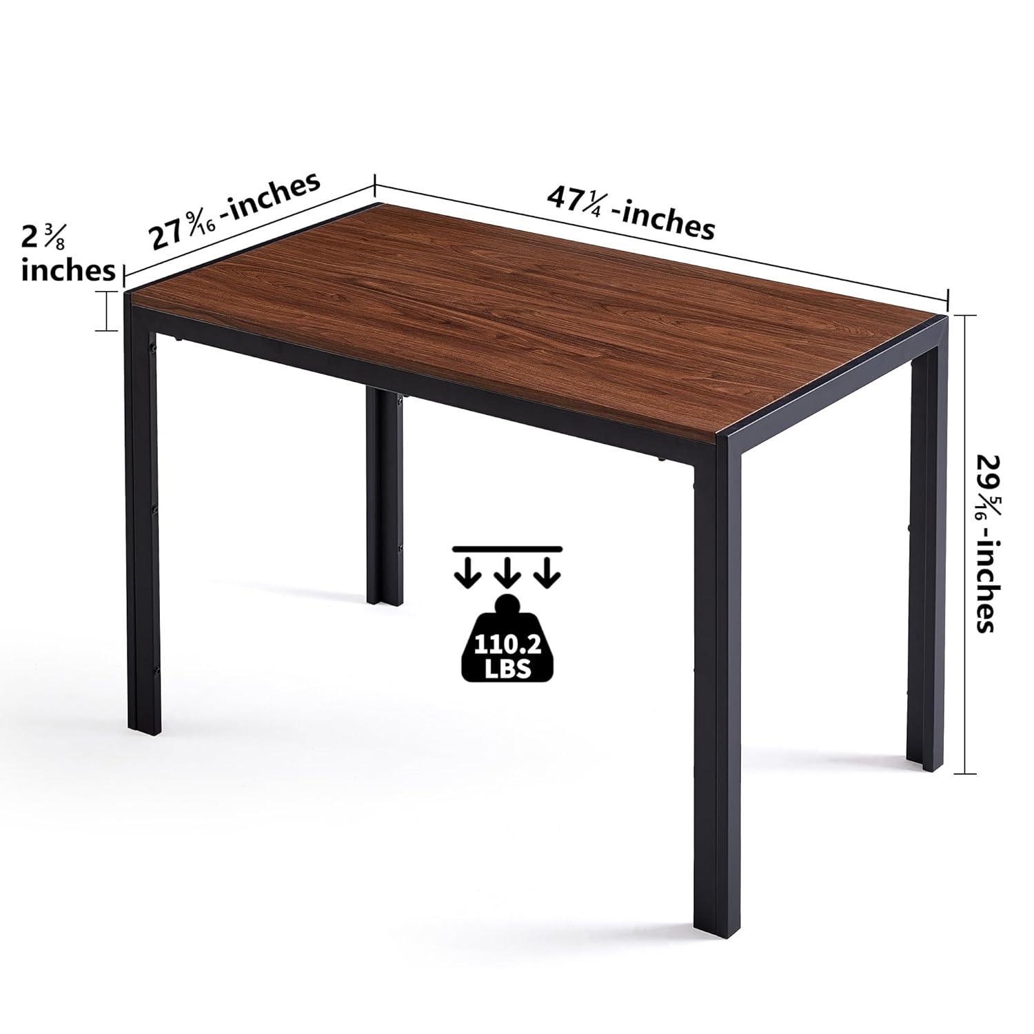 NovaCraft 47" Dining Table, 4-Person Indoor Walnut Wood Grain Effect Table with Metal Legs, Rectangular Kitchen Table for Dining Room, Kitchen, Home Office, and Small Spaces