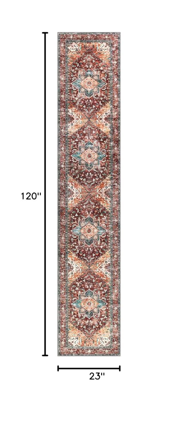 Yamaziot Washable Runner Rug, 2x10 Non-Slip Boho Vintage Hallway Rug Runner with Rubber Backing, Stain Resistant Distressed Carpet Runner for Bedroom, Kitchen, Laundry, Entrance