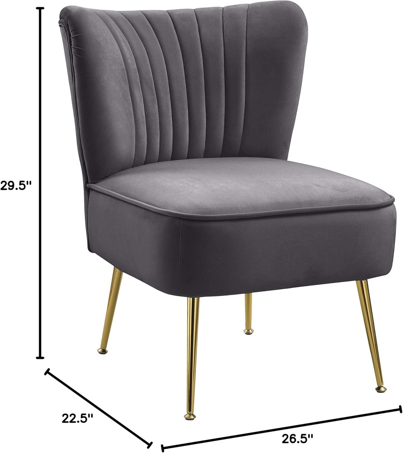 Meridian Furniture Tess Gray Velvet Accent Chair with Gold Legs