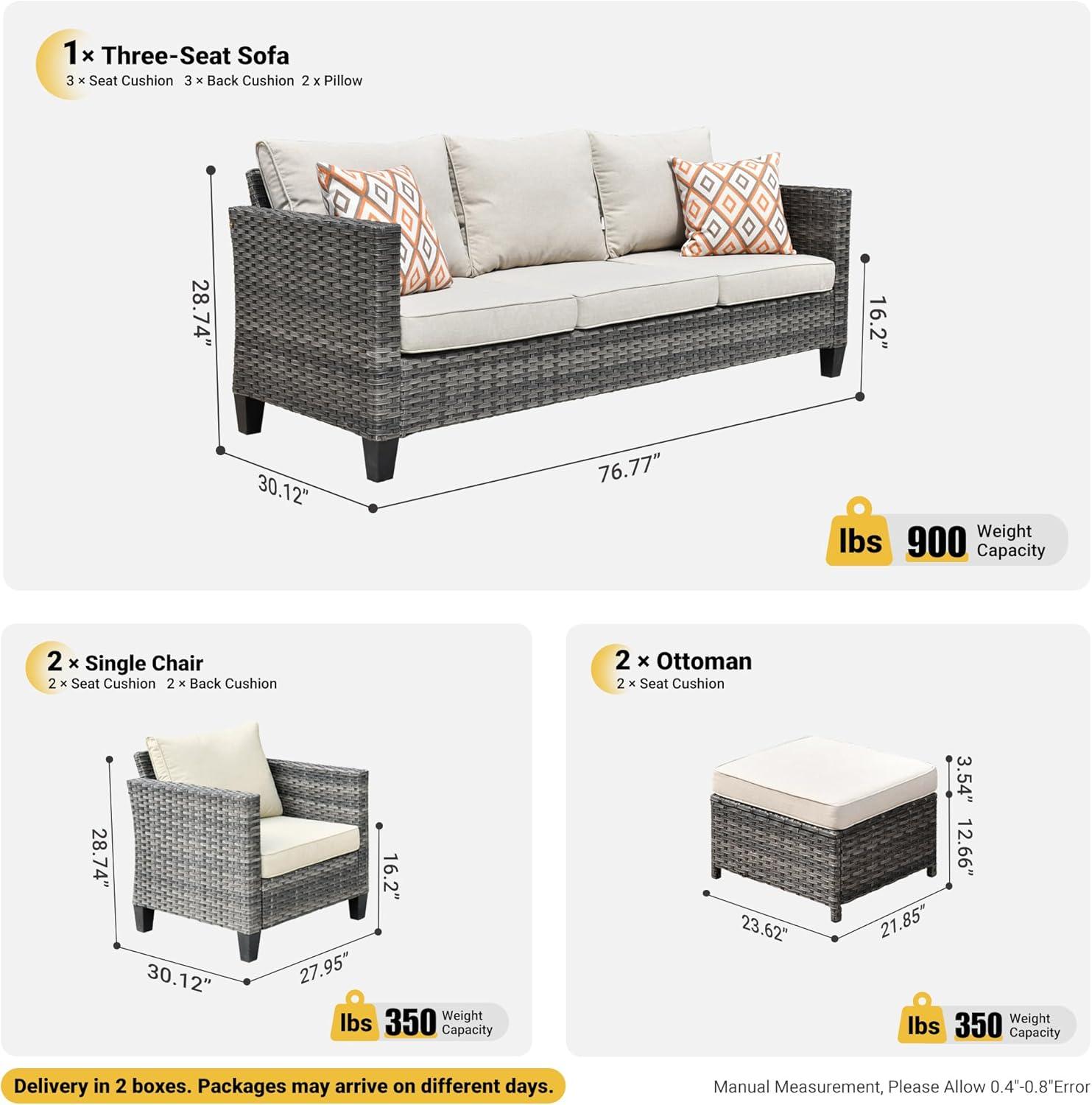 Harbin 5 Piece Rattan Sofa Seating Group with Cushions