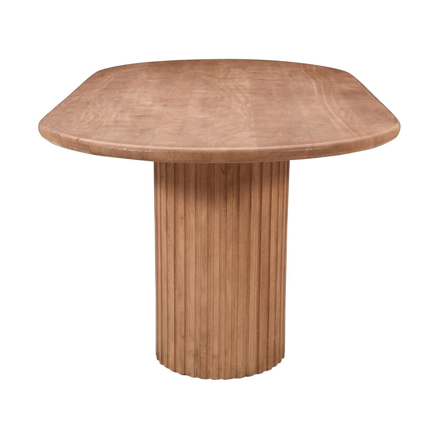 Wade Logan® Chellapah Solid Wood 84" Mid-Century Modern Fluted Double Pedestal Dining Table