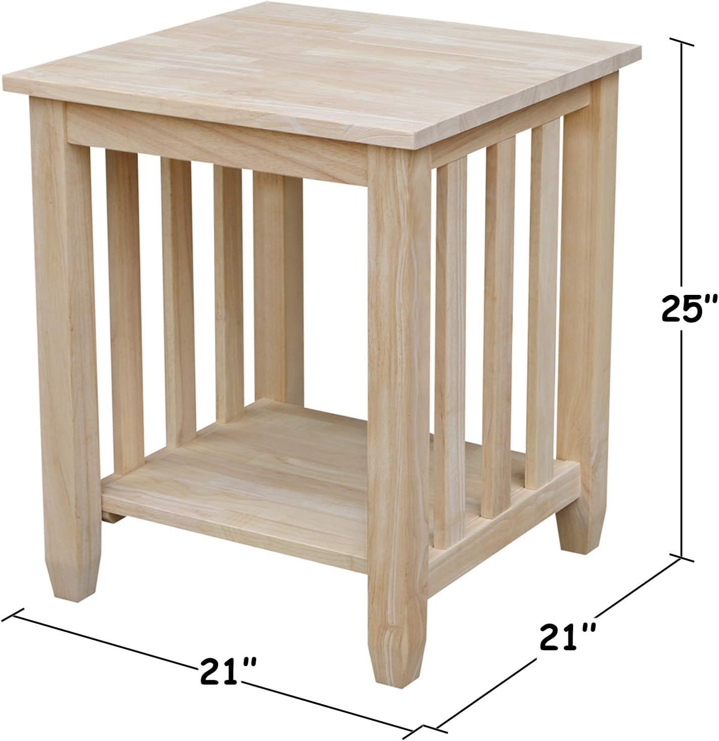 Classic Mission Tall Unfinished Solid Wood End Table