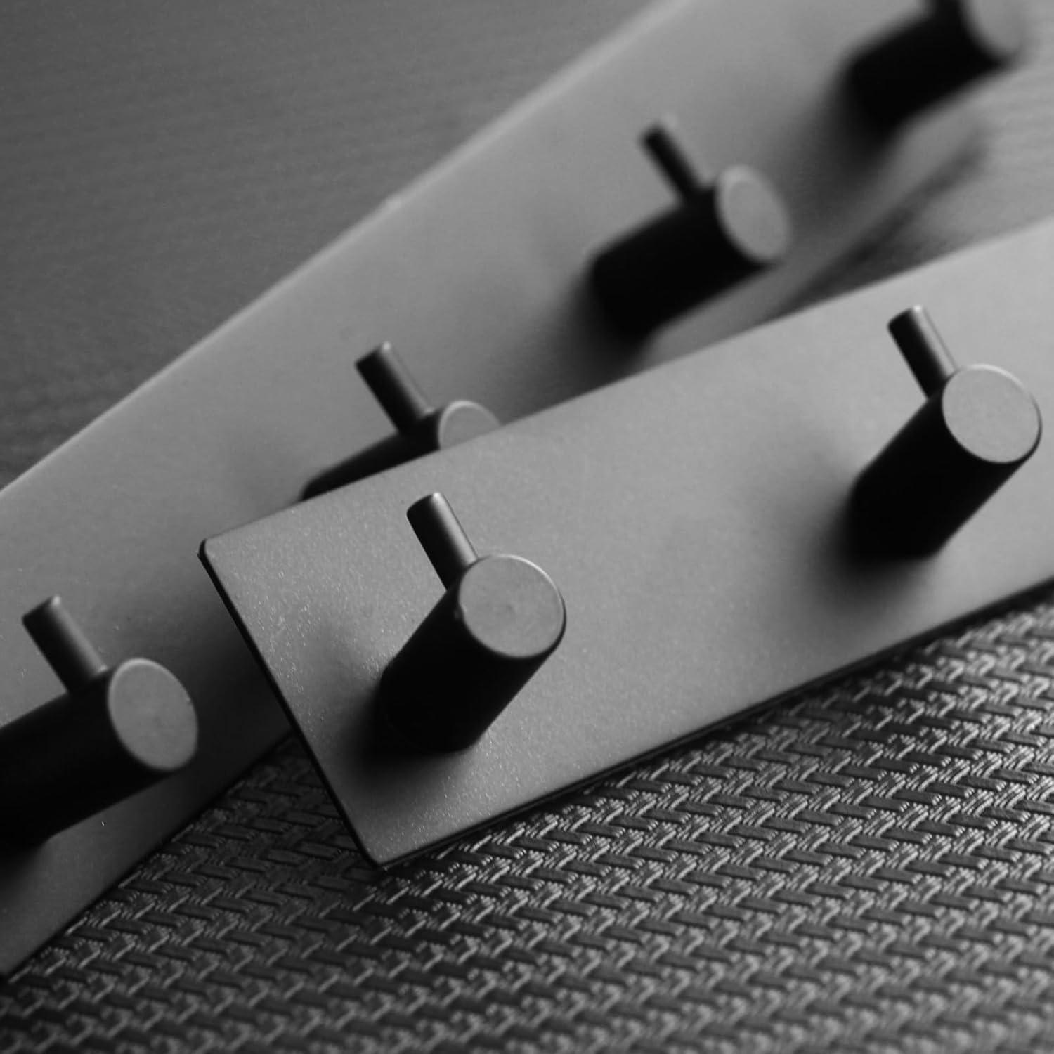 Self Adhesive Towel Hooks for Bathrooms Black Stick on Wall Hooks Bath Adhesive Towel Hanger Peel and Stick Matte Black Shower Hooks for Wall Adhesive Coat Hook for Wall Mount 4 Hooks
