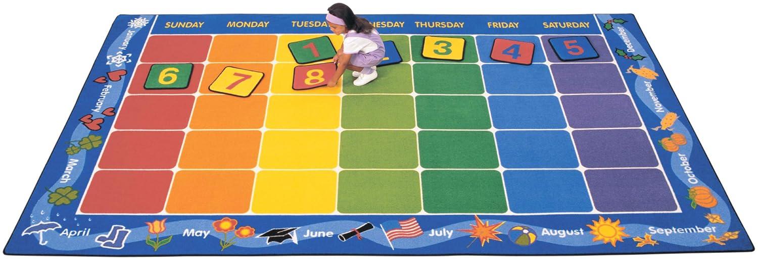 Carpets for Kids Premium Collection Classroom Seating Calendar Geometric Tufted Area Rug