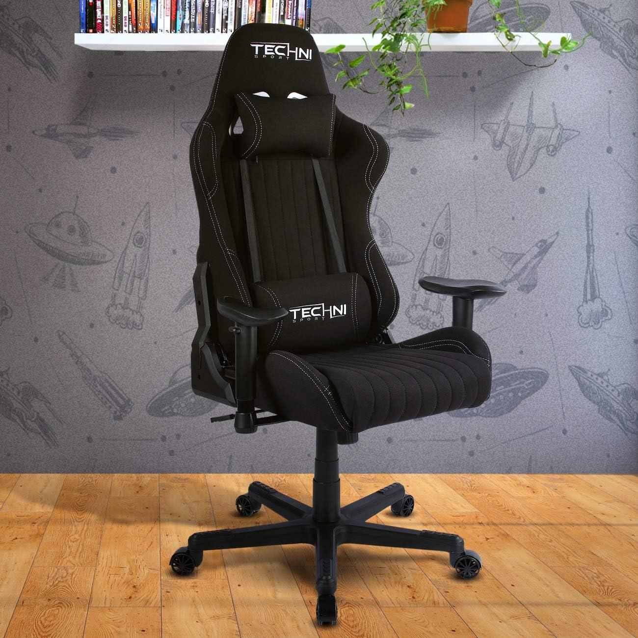 Techni Sport Techni Sport Adjustable Reclining Ergonomic Swiveling PC & Racing Game Chair in Black