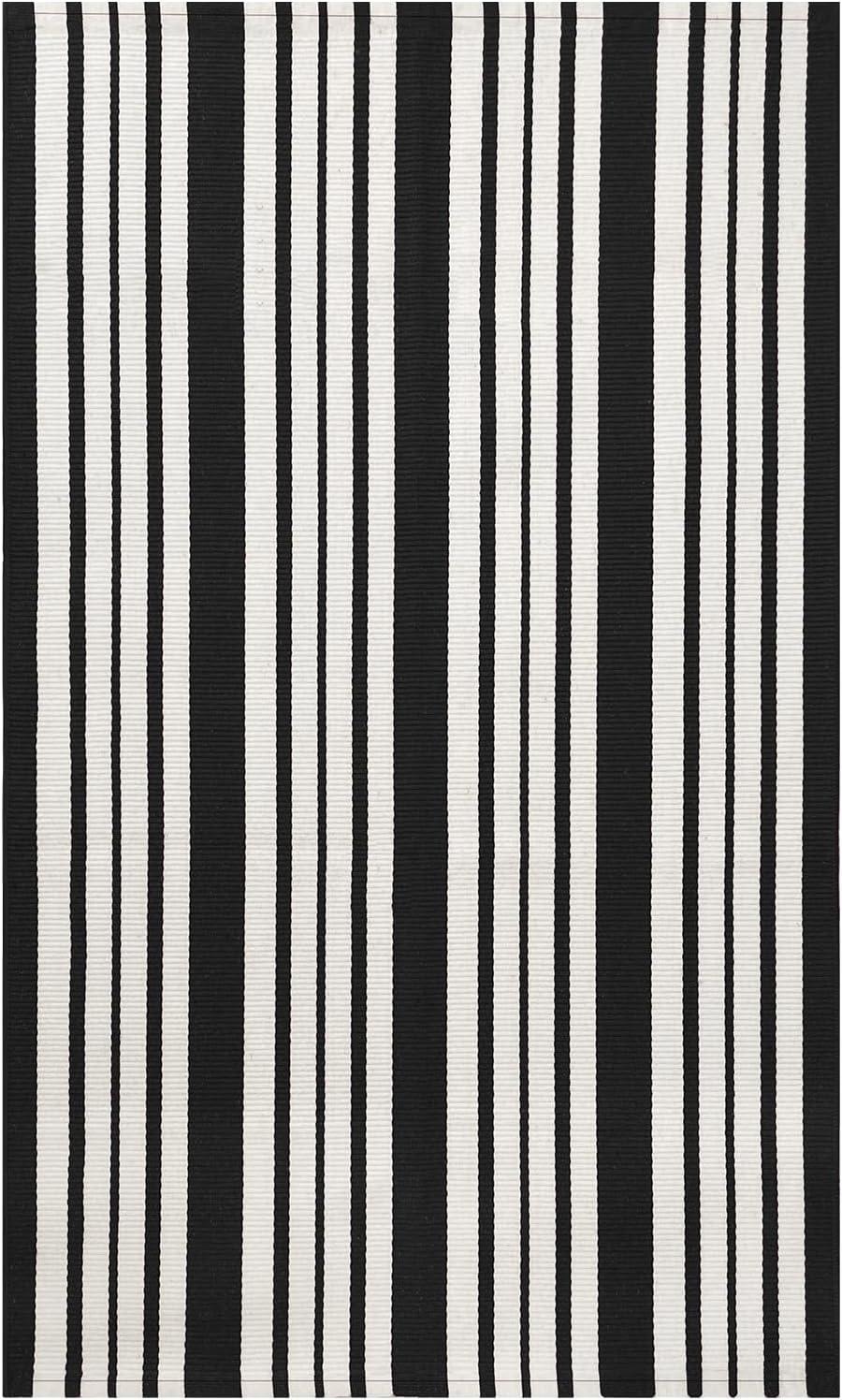 IOHOUZE Navy and White Striped Rug 2'x3' Front Door Rugs, Small Washable Area Rug for Front Porch, Spring Summer Doormats Outdoor Indoor, Cotton Rugs for Entryway Porch Entrance