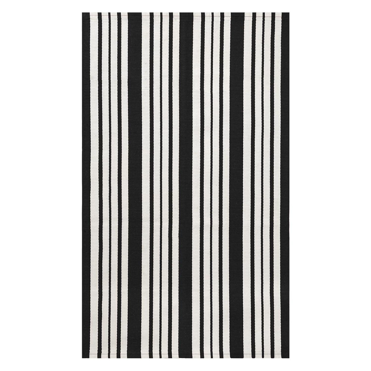 IOHOUZE Navy and White Striped Rug 2'x3' Front Door Rugs, Small Washable Area Rug for Front Porch, Spring Summer Doormats Outdoor Indoor, Cotton Rugs for Entryway Porch Entrance