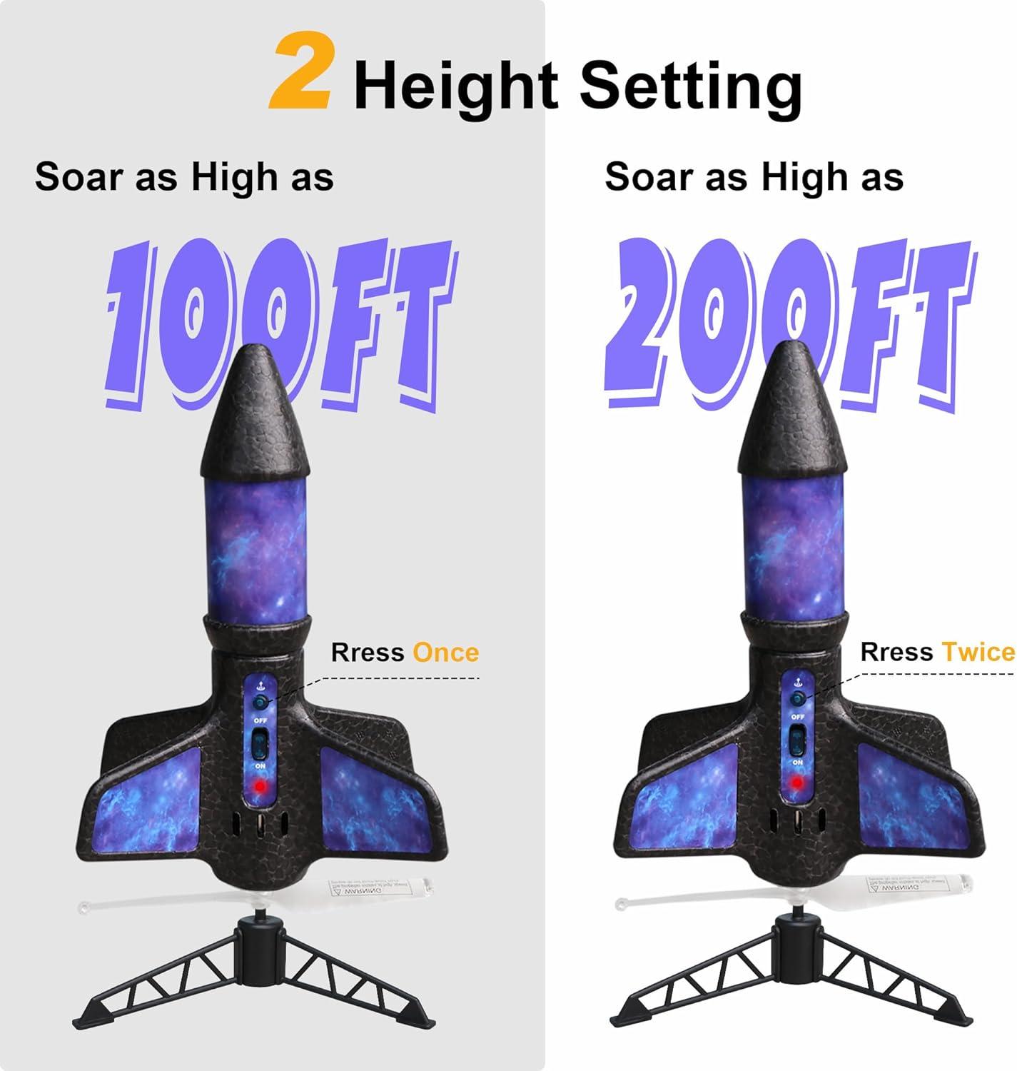 JEEXI Original Rocket Launcher for Kids - Outdoor Toys Electric Flying Motorized Rocket with Parachute Safely Land, STEM Spaceship Launch up to 200 ft Birthday Gifts for Boys