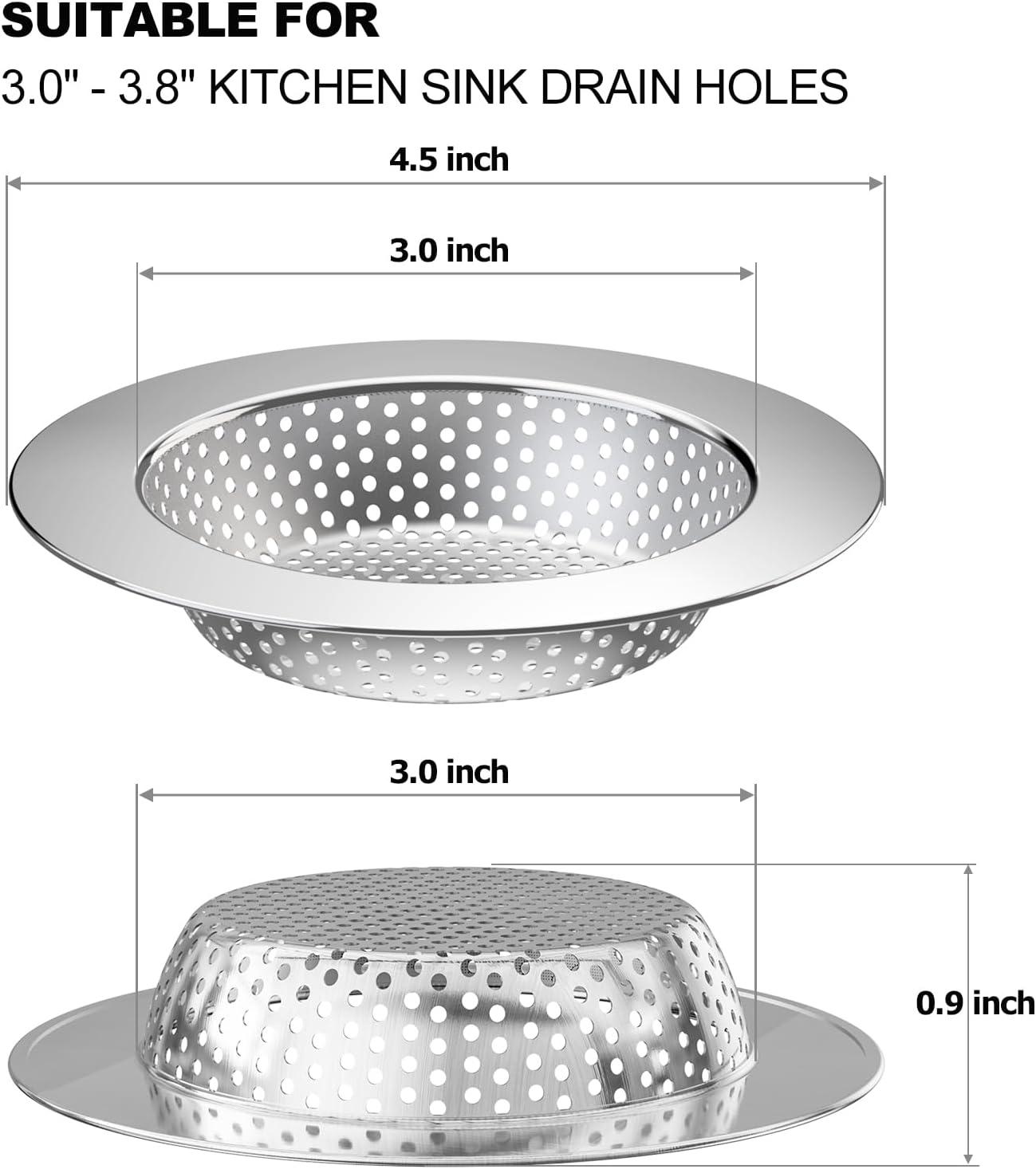 4.5 Inch Stainless Steel Kitchen Sink Strainer Basket Set