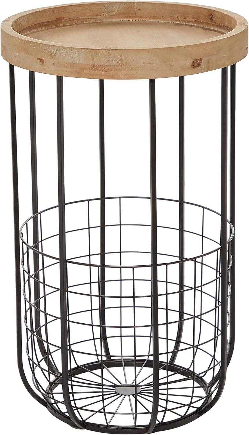 Industrial Metal Accent Table Black - Olivia & May: Round Iron Side Table, No Assembly Required