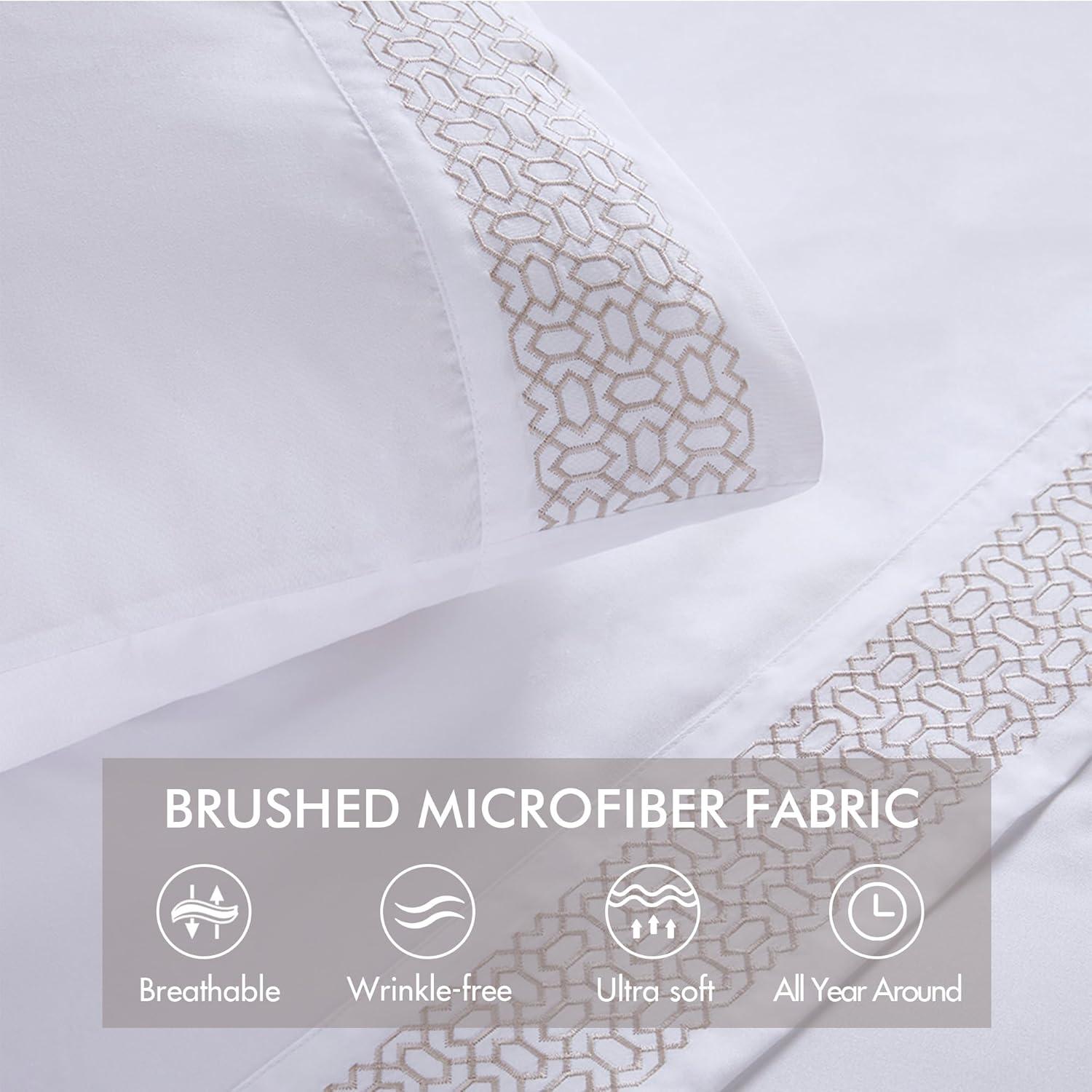 Embroidered Microfiber 4 PC Sheet Set