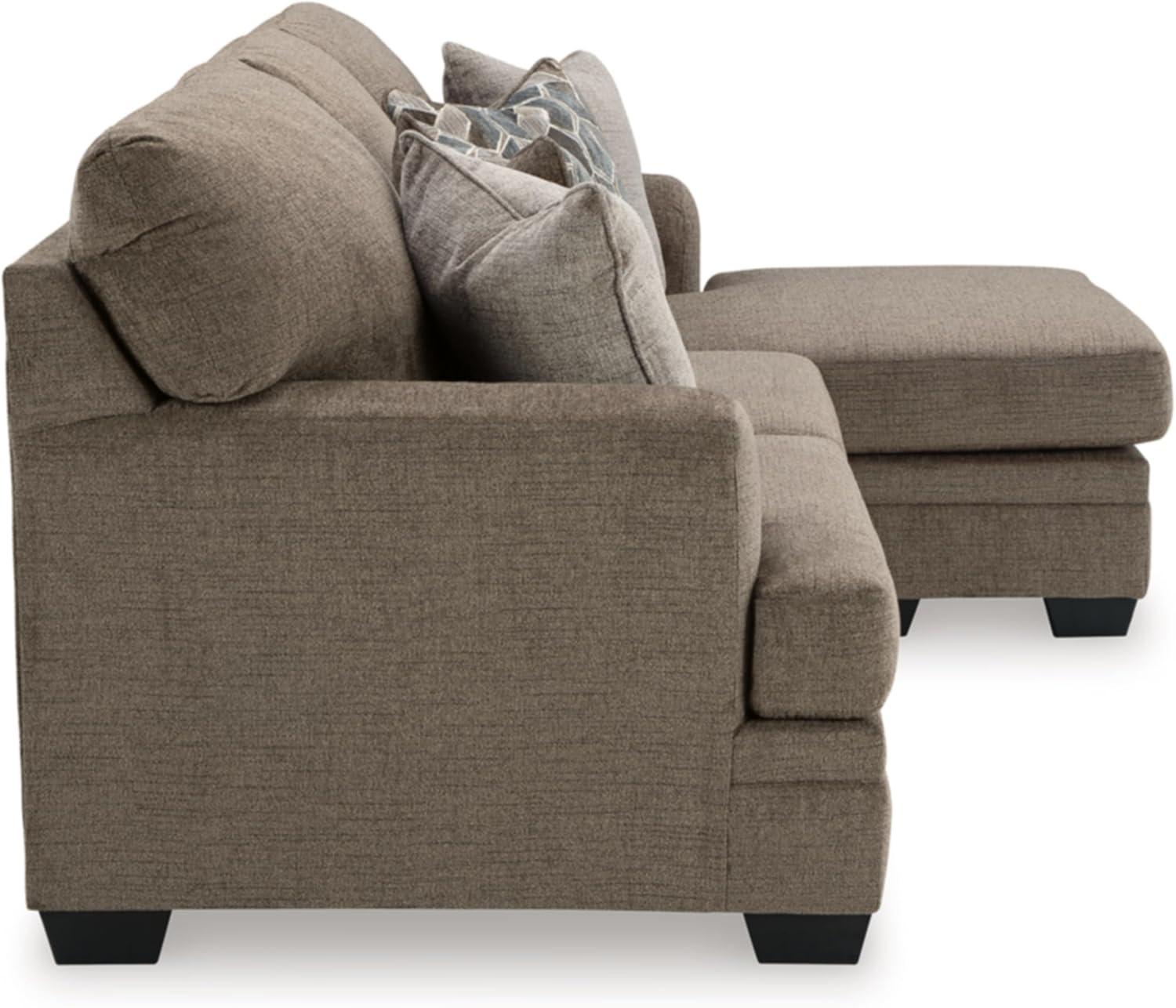 Nutmeg Fabric Sofa Chaise with Flared Arms and Ottoman