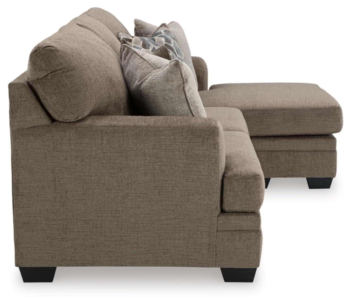 Nutmeg Fabric Sofa Chaise with Flared Arms and Ottoman