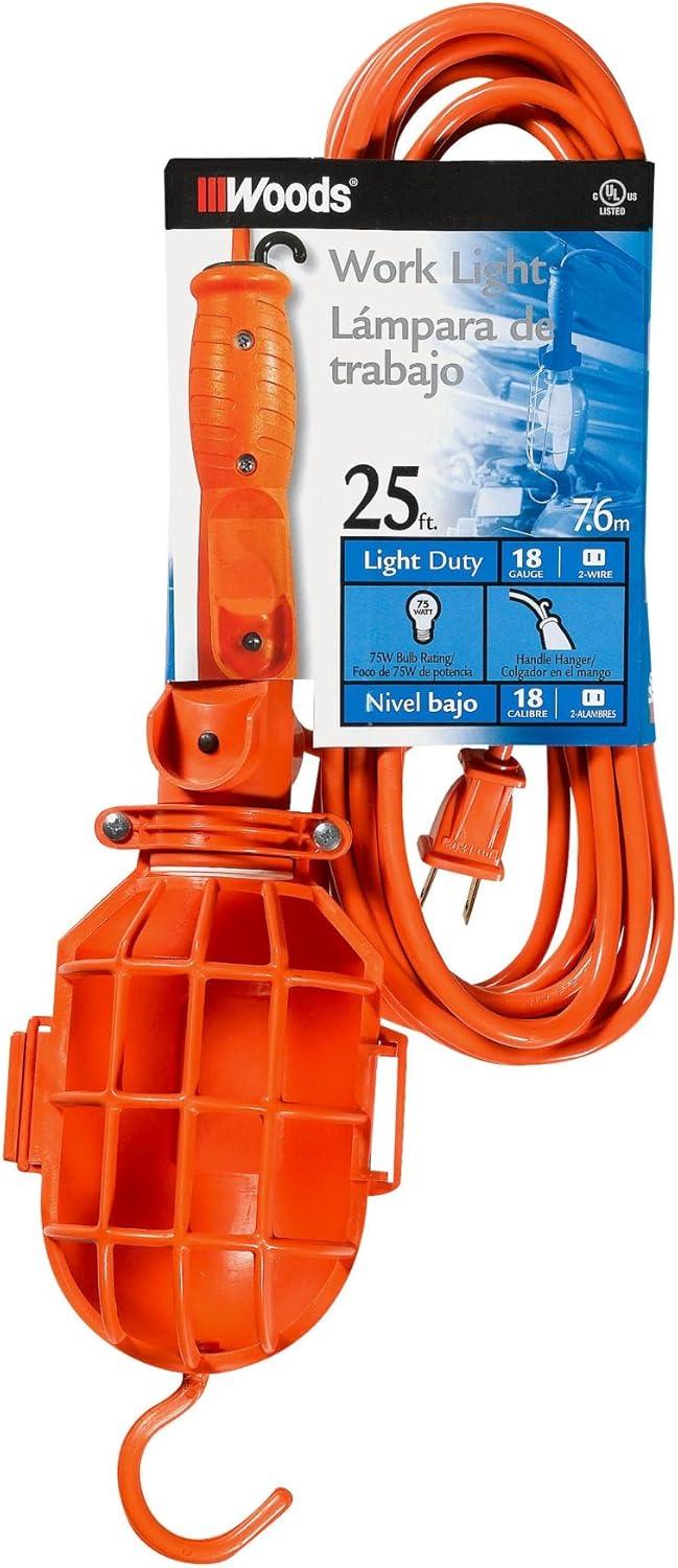 Orange 25-Foot Incandescent Trouble Light with Plastic Guard