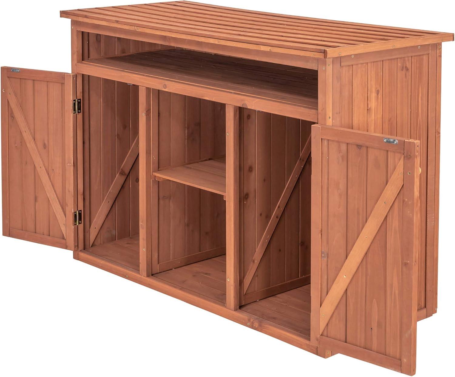 Medium Brown Solid Wood Display and Hideaway Storage Cabinet