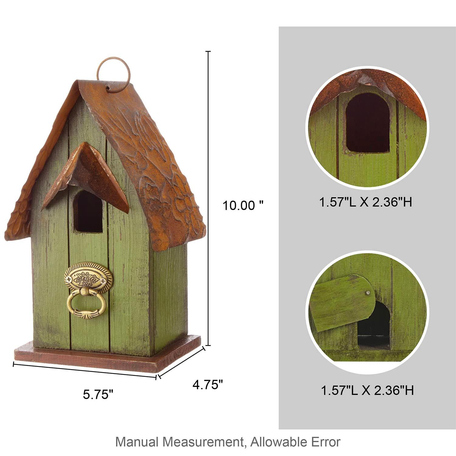 Glitzhome 4.09 in. Distressed Wooden Birdhouse Wall Hanging