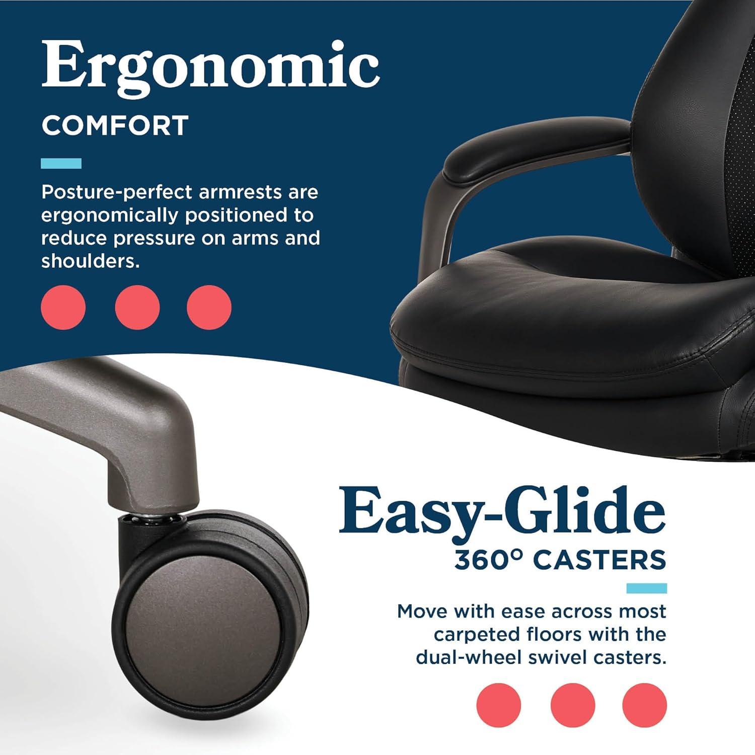 La-Z-Boy La-Z-Boy® Nova Executive Office Chair, Patented AIR Ergonomic Support Technology®, High-Back Premium Comfort & Support, Vegan PU Leather