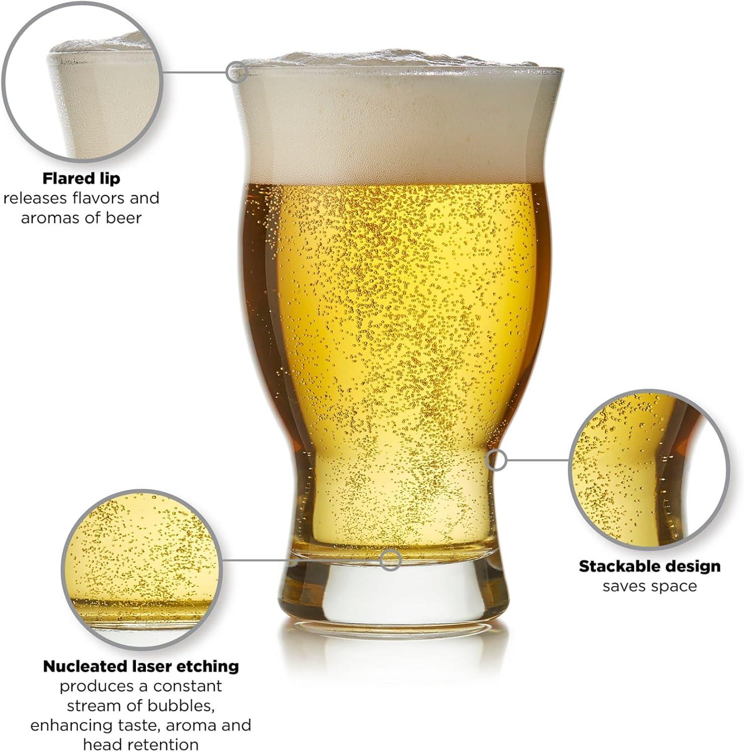 Craft Brews Libbey Nucleated 16 oz. Pint Beer Glasses