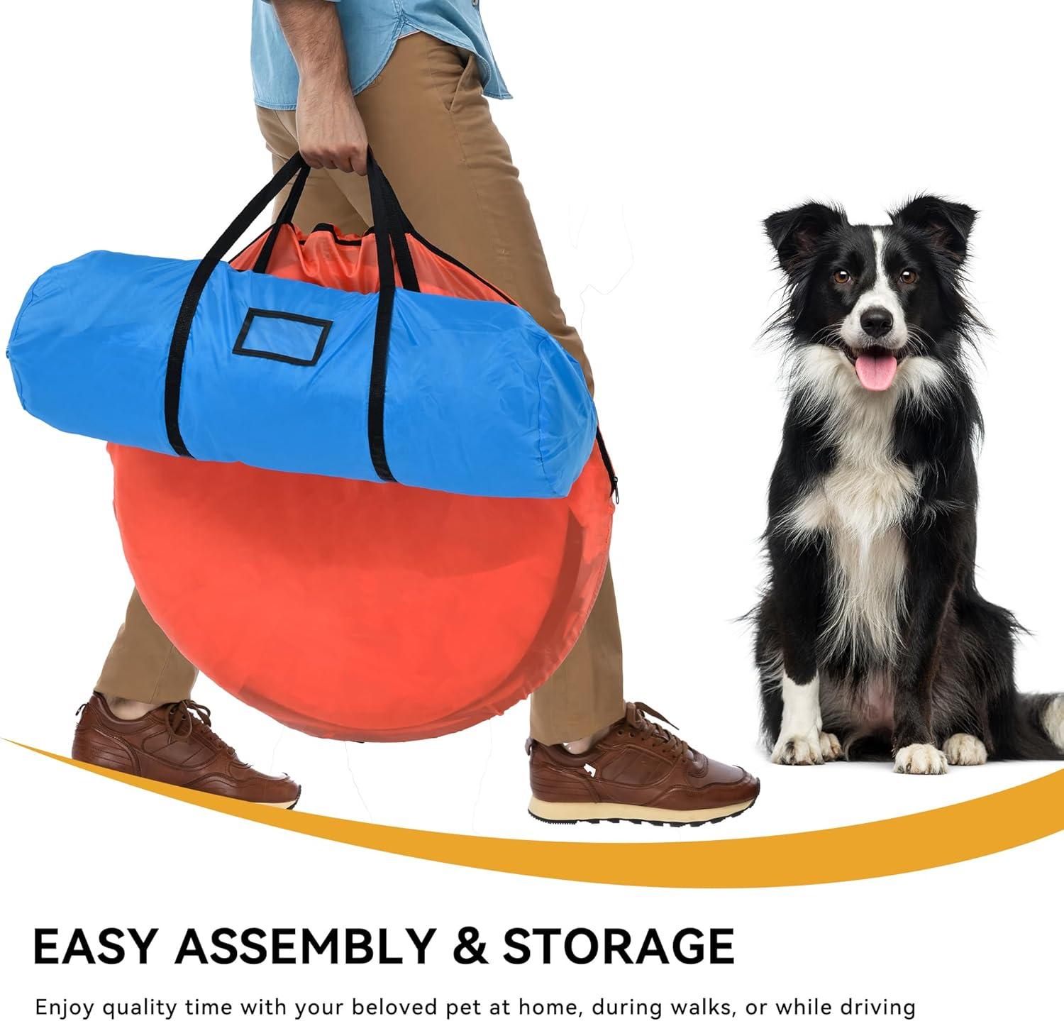 Dog Agility Equipments, Includes Flirt Pole Toy, 3 Flying Discs, 2 Agility Tunnel, 3 Jumps, 6 Weave Poles, Pause Box,Agility Course Set for Backyard, Indoor, Outdoor