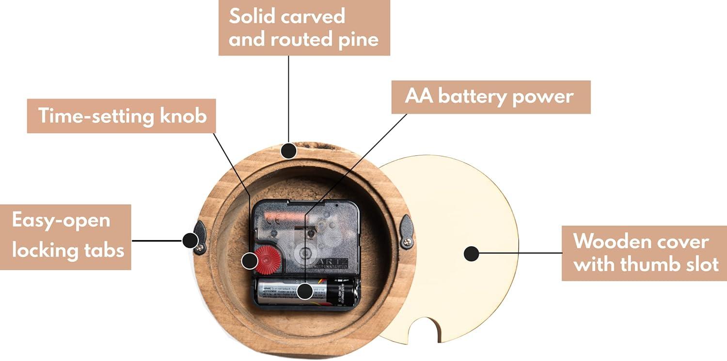 Driini Light Pinewood Silent Analog Desk Clock