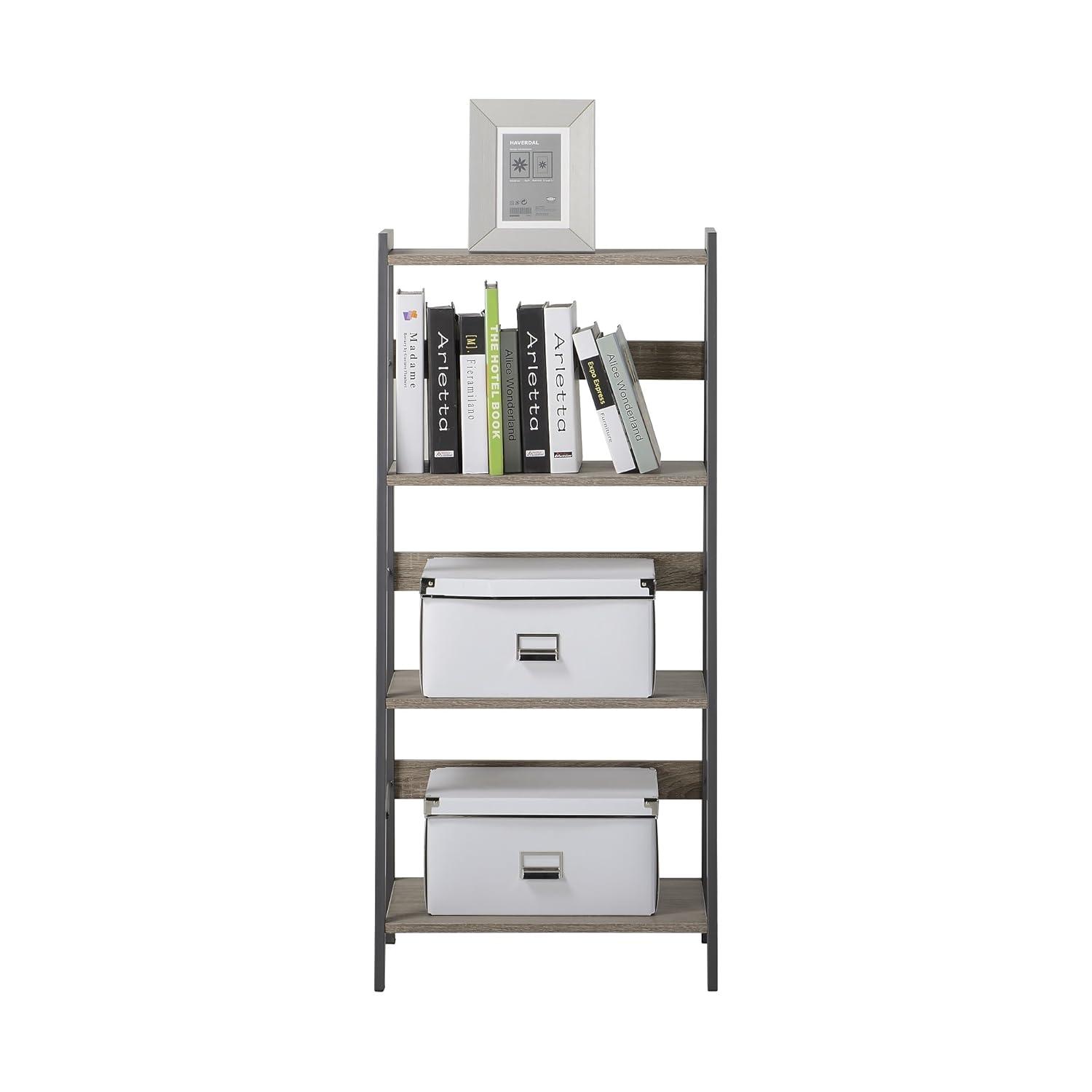 Signature Design by Ashley Soho Home Office Desk with 4 Shelf Bookcase, Light Brown