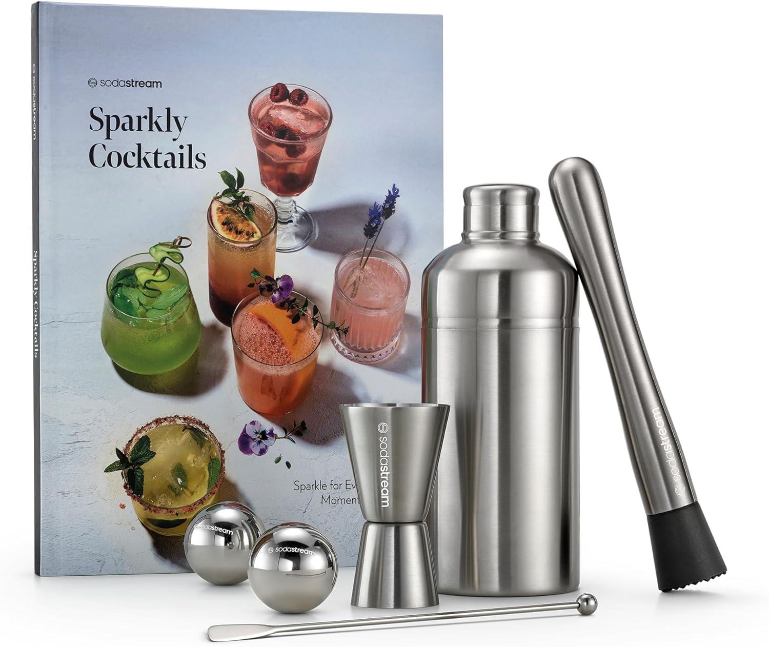 SodaStream Mixology Kit: 18/10 Stainless Steel Barware Set, BPA-Free, Dishwasher-Safe, 6-Piece Bartending Set, Silver