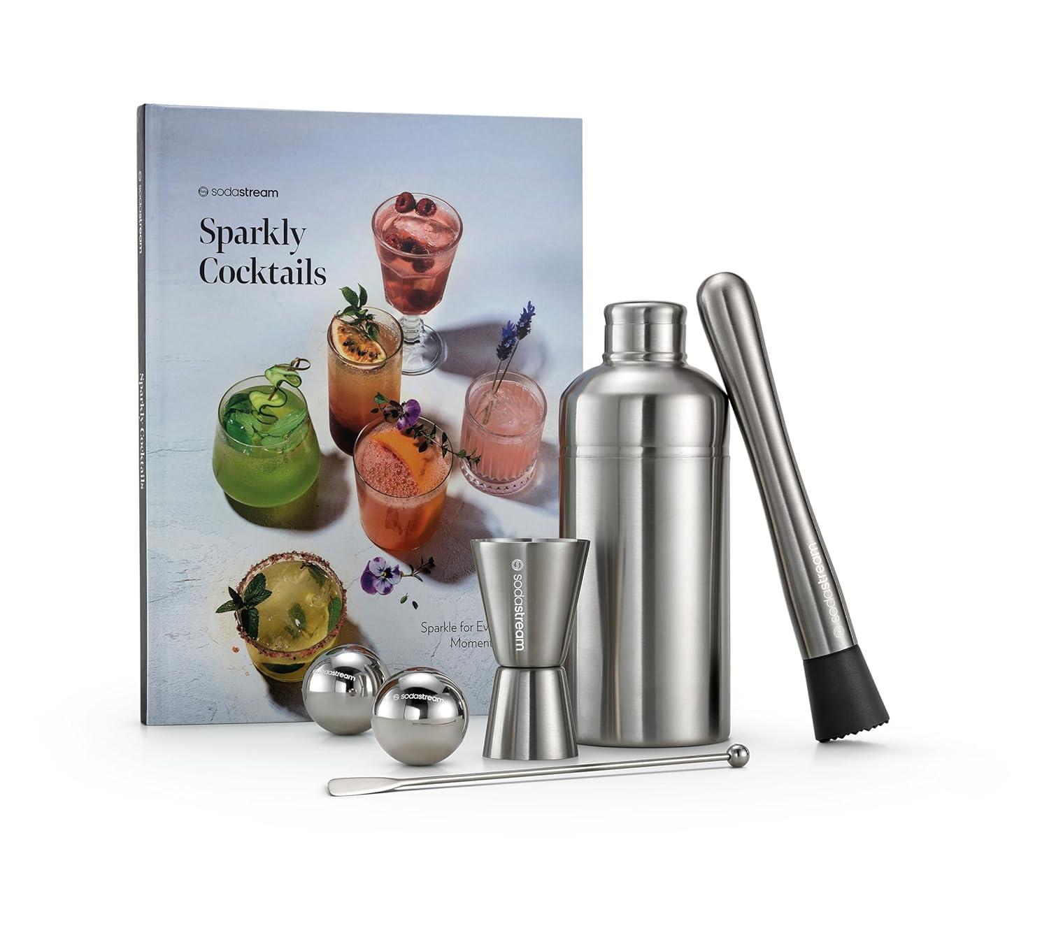 SodaStream Mixology Kit: 18/10 Stainless Steel Barware Set, BPA-Free, Dishwasher-Safe, 6-Piece Bartending Set, Silver