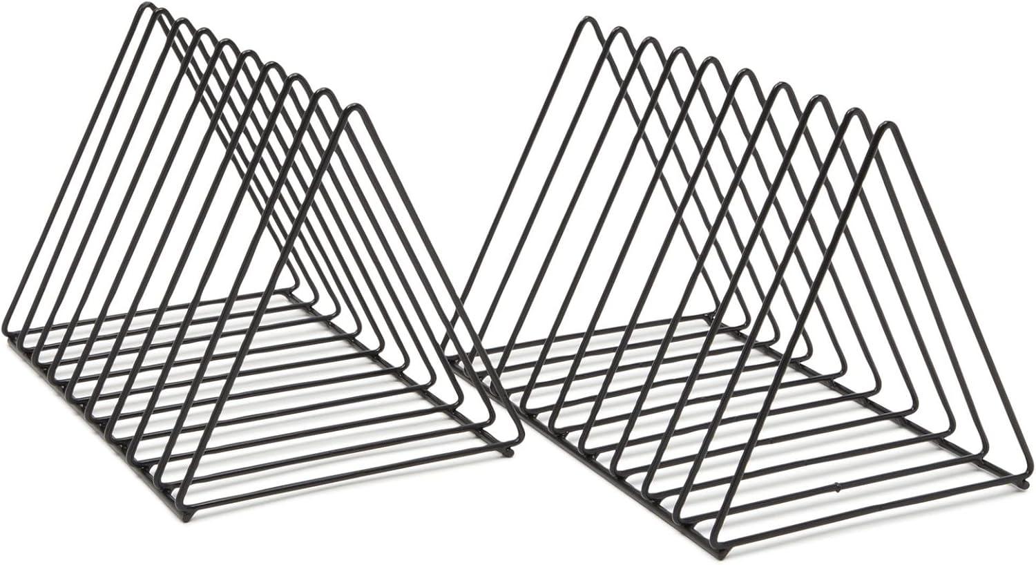 Okuna Outpost 2-Pack File Folder Organizer for Desk - Triangle Holder for Magazines and Notebooks (Black)