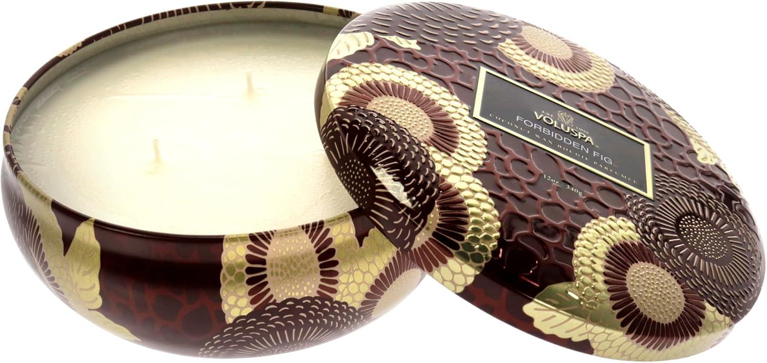 Voluspa 271576 12 oz 3 Wick Decorative Tin Candle - Forbidden Fig