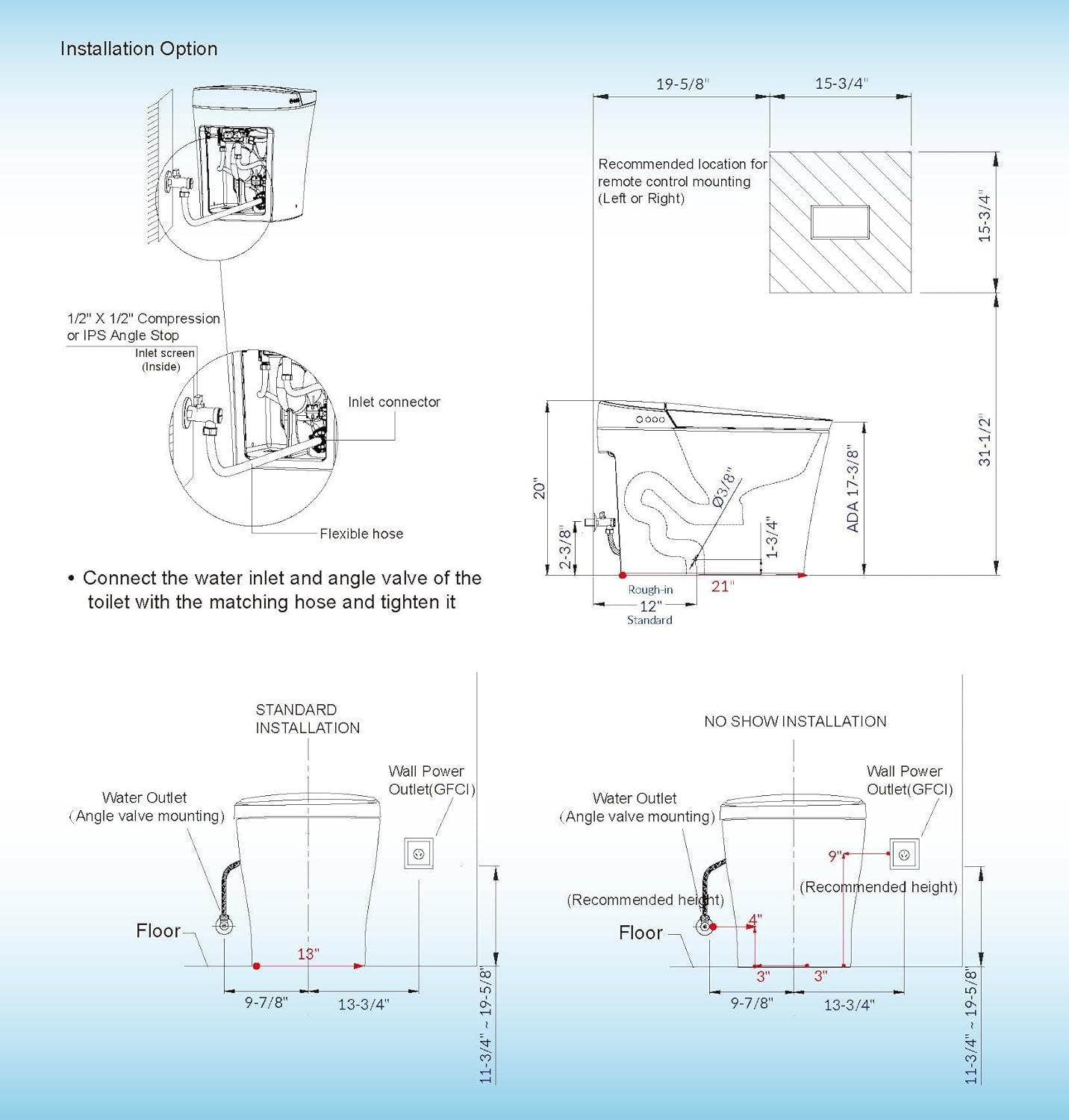 White ADA Compliant Smart Bidet Toilet with Heated Seat