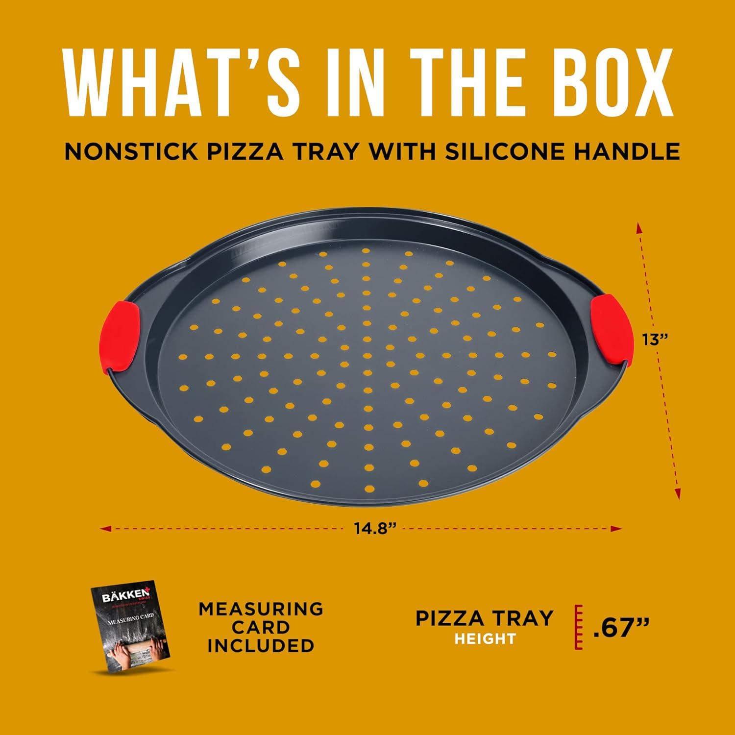 Non-Stick Carbon Steel Perforated Pizza Tray with Handles