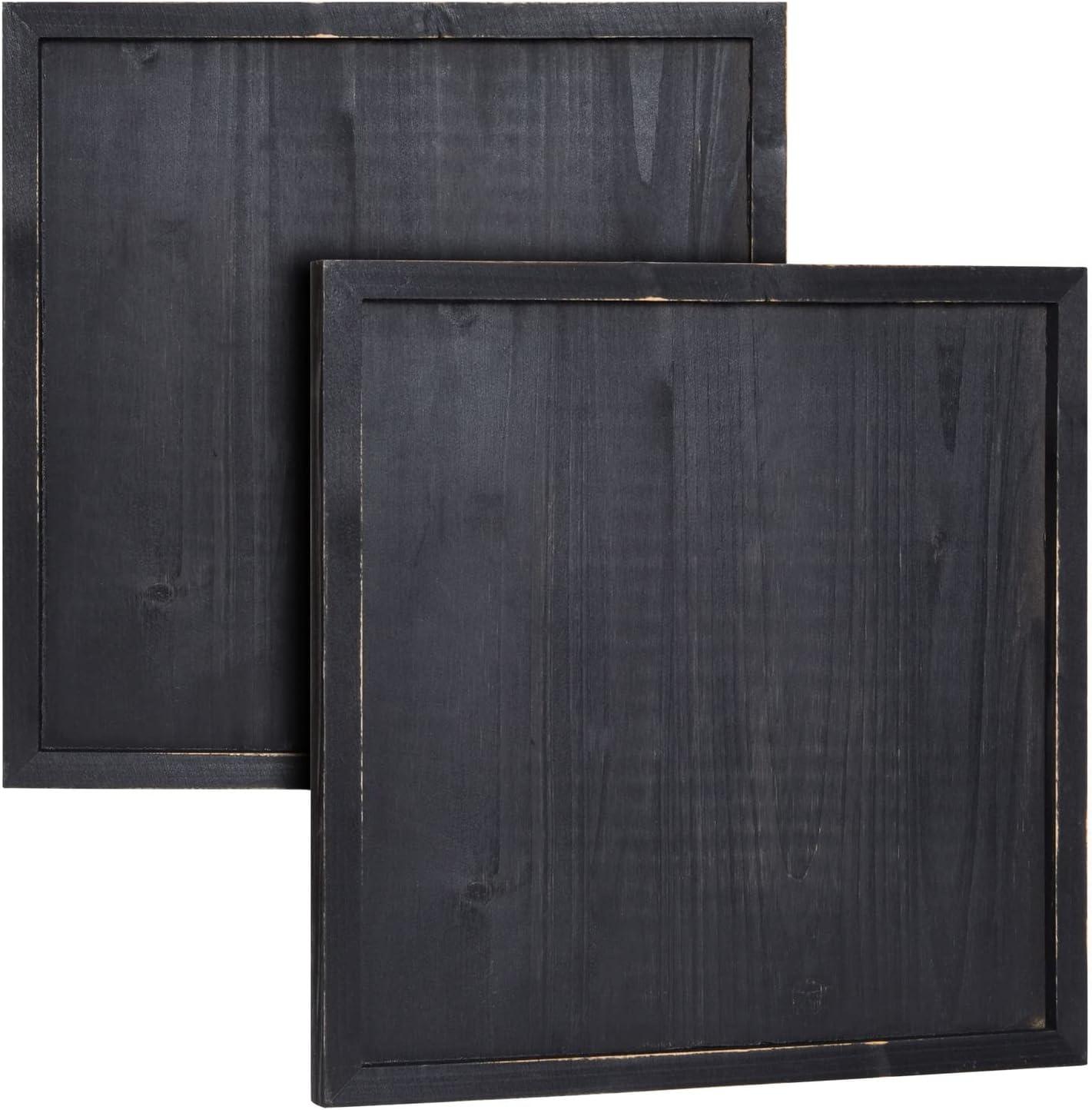 Bright Creations 3 Pack Unfinished Wood Plaque for Crafts with Hardware Included for DIY Signs, Paintings, Black, 12x12 In