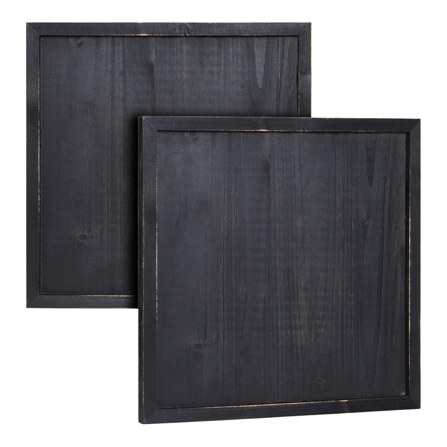 Bright Creations 3 Pack Unfinished Wood Plaque for Crafts with Hardware Included for DIY Signs, Paintings, Black, 12x12 In