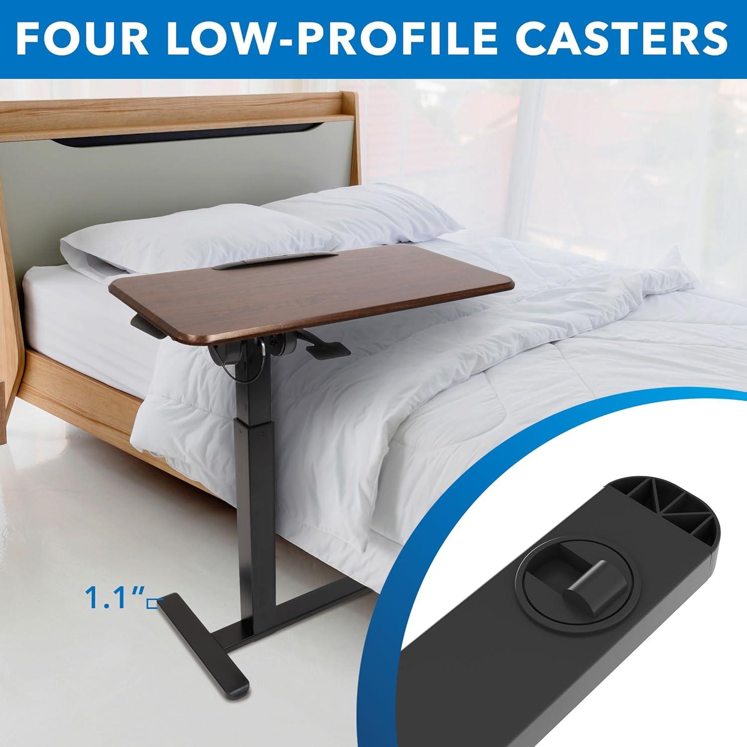 Mount-It Height Adjustable Overbed Desk & Table, Overbed Medical Table w/ Wheels & Tilting Tabletop