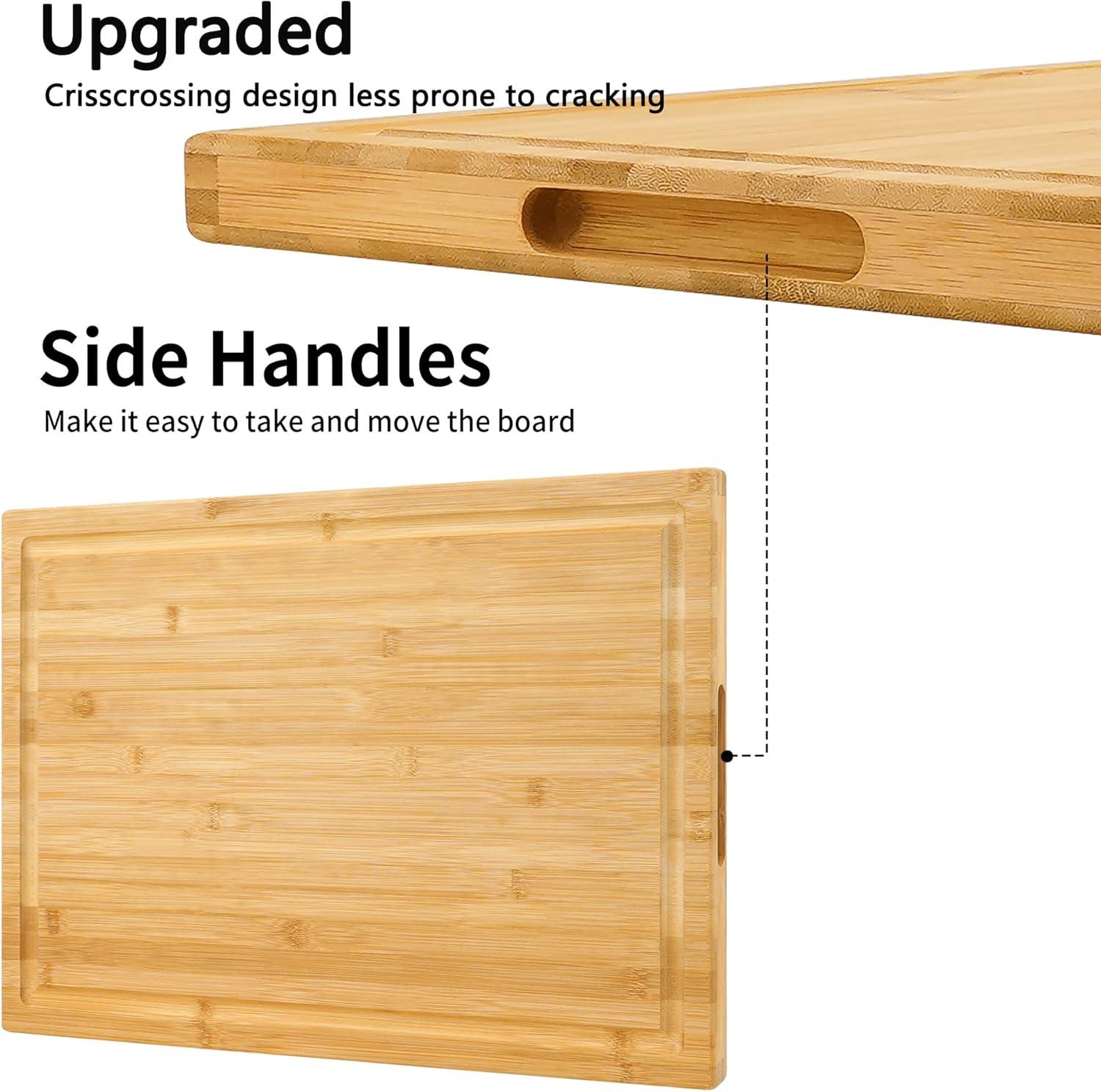 Extra Large Bamboo Cutting Board with Juice Groove and Handles