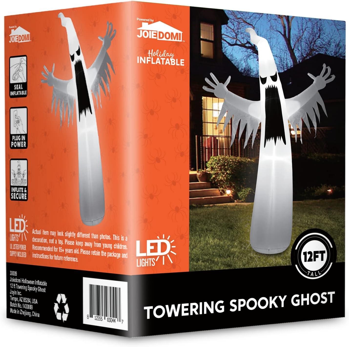 12 FT Halloween Inflatable Towering Terrible Spooky Ghost with Build-in LEDs Blow Up Inflatables