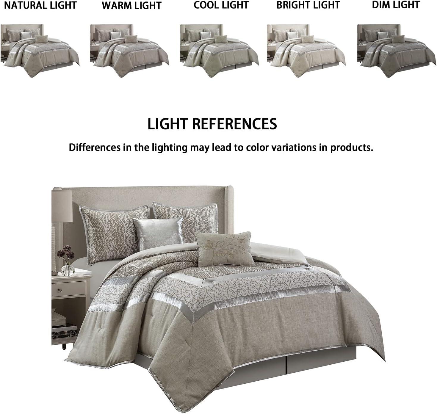 Aurora Gray/Brown Microfiber Reversible Glam 6 Piece Comforter Set