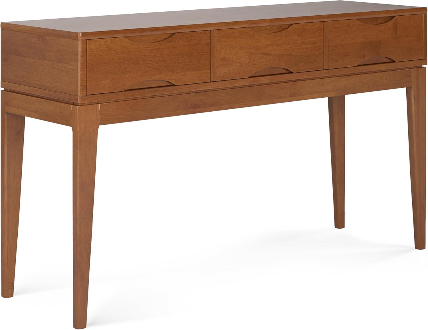 Simpli Home Harper 54"W Solid Hardwood Mid-Century Modern Storage Console Table with Drawers and Tapered Legs