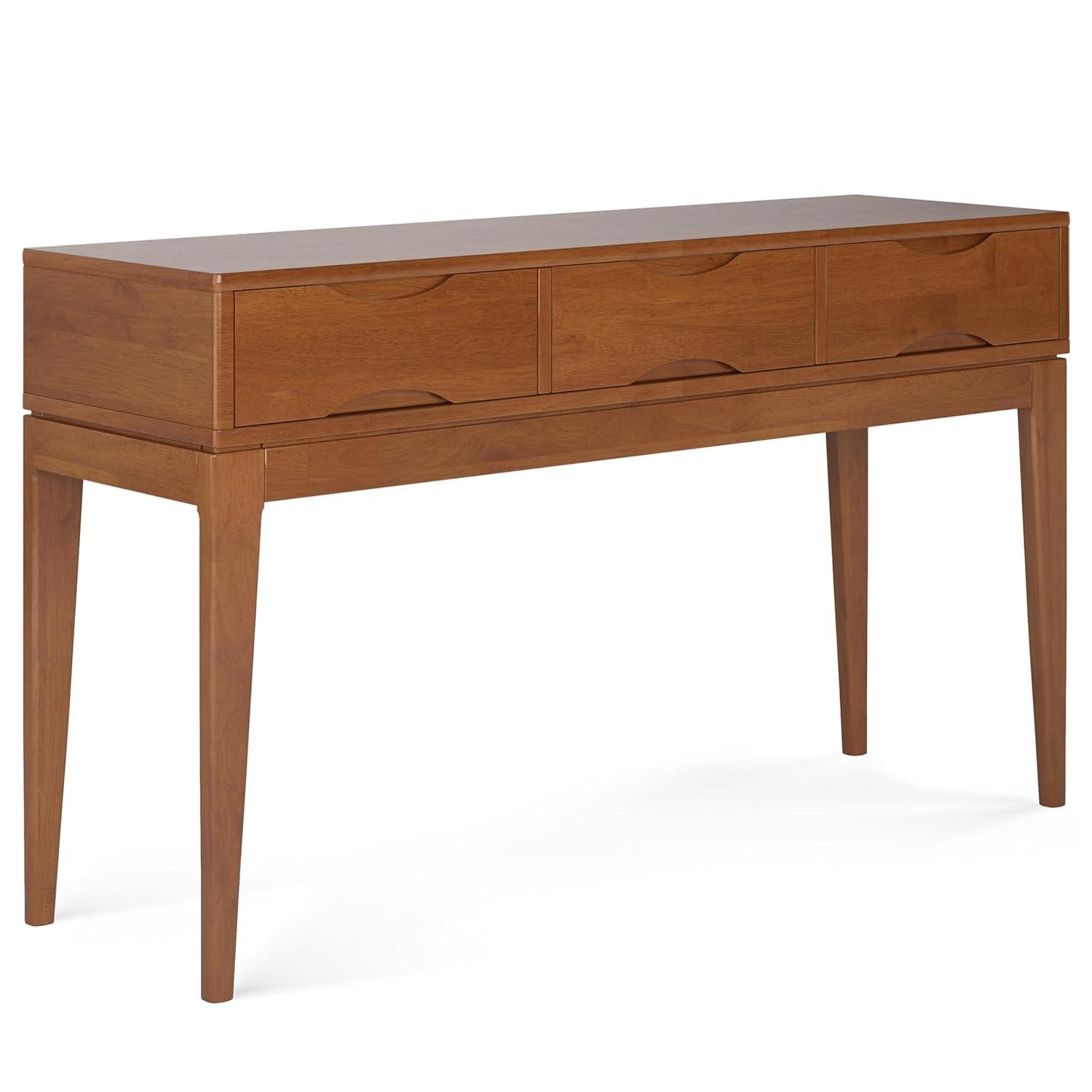 Simpli Home Harper 54"W Solid Hardwood Mid-Century Modern Storage Console Table with Drawers and Tapered Legs