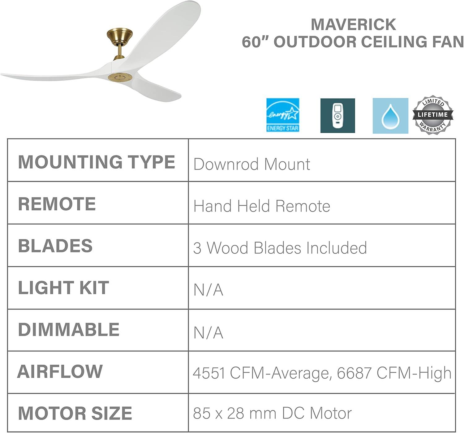 Monte Carlo 3MAVR60RZWBBS 60" Maverick - Matte White With Burnished Brass