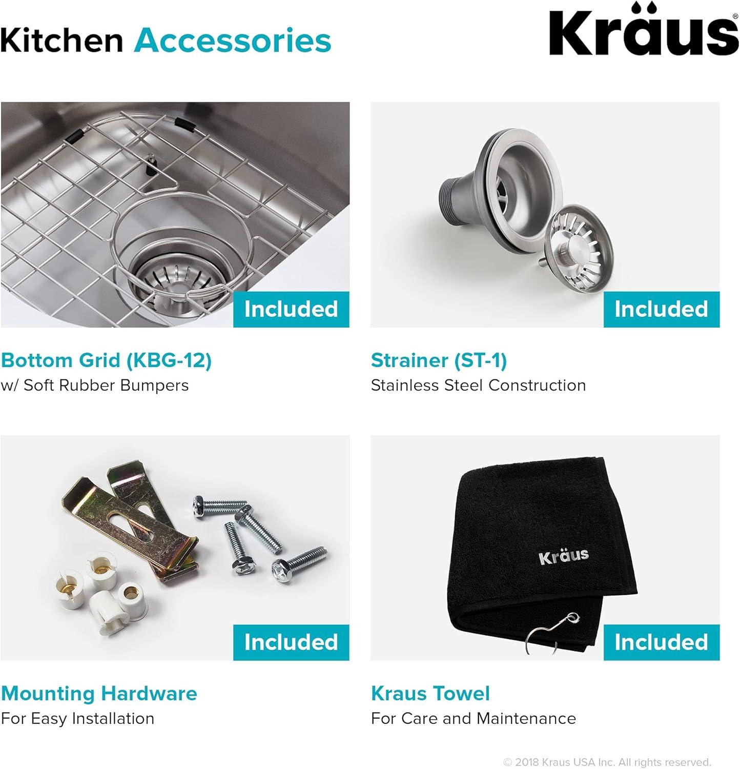 Kraus 23-Inch Satin Stainless Steel Undermount Single Bowl Kitchen Sink