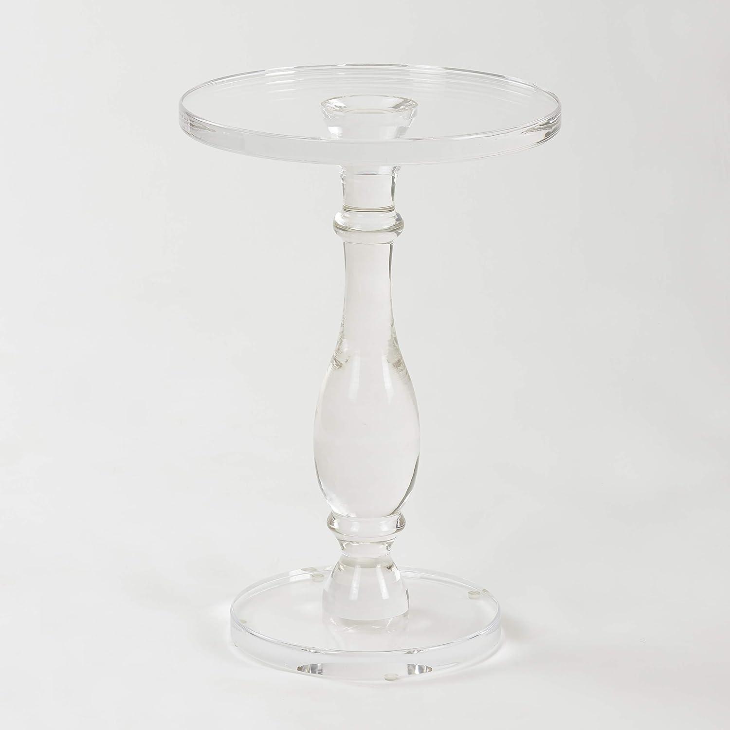 Clear Acrylic Round End Table with Solid Post