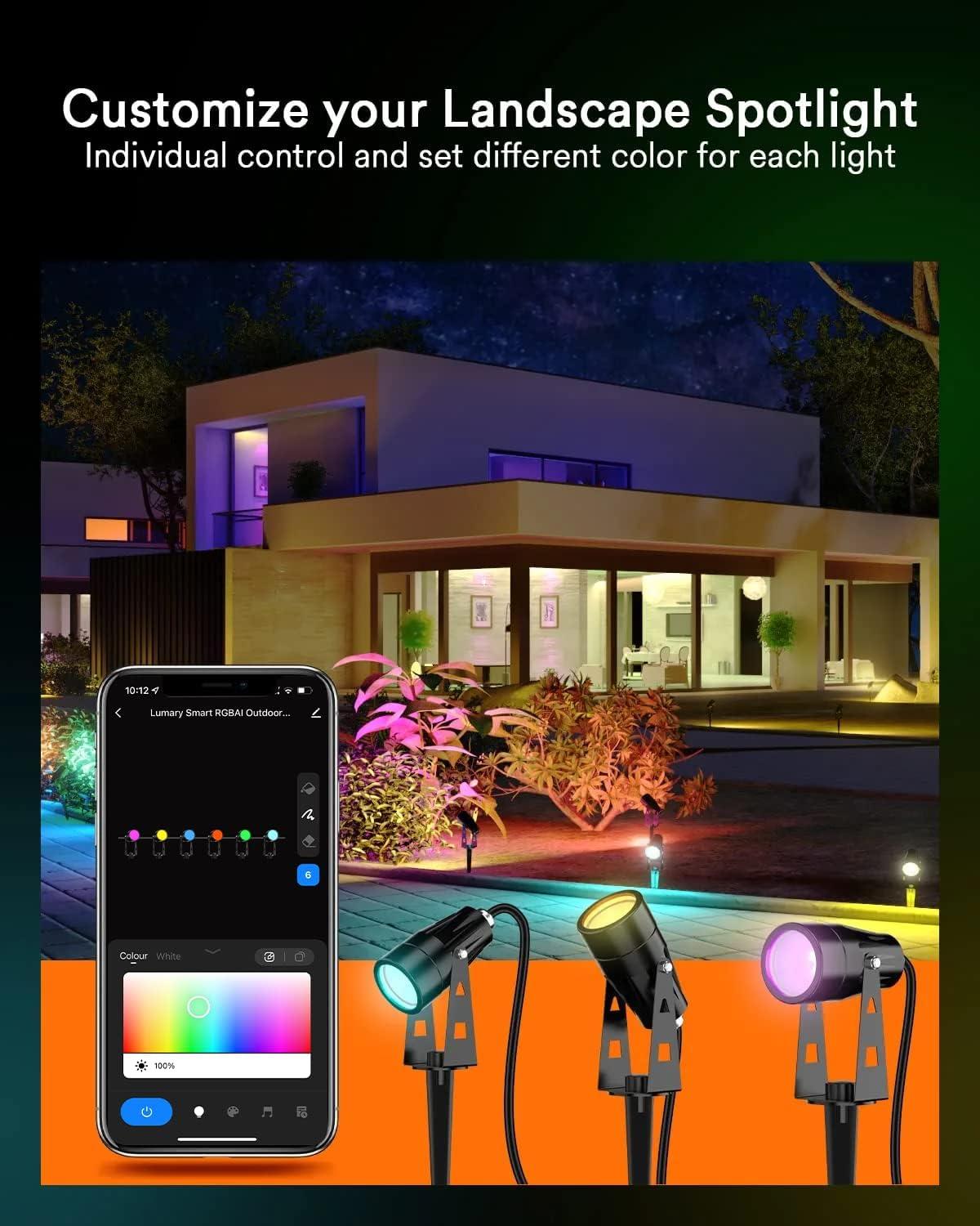 Lumary 56ft Smart RGB Waterproof Landscape Spotlight Multipack