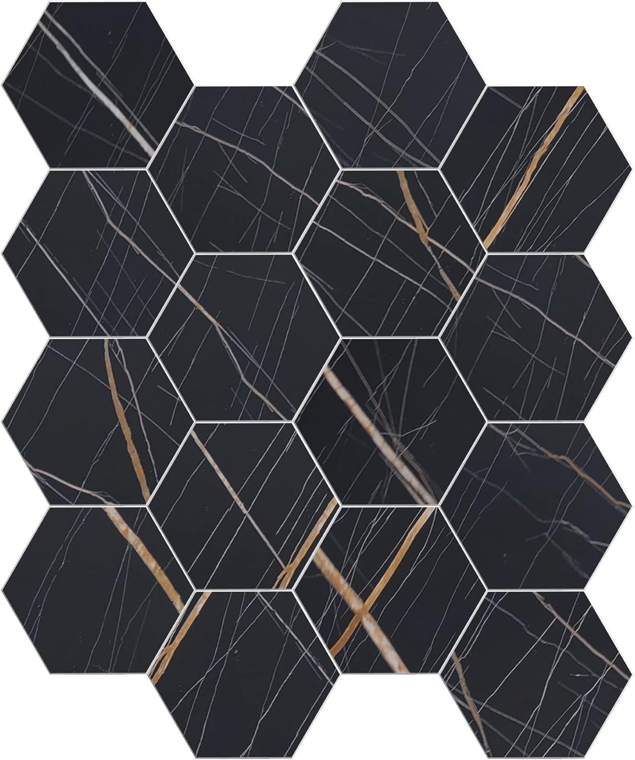 Noir Hexagon Peel and Stick Stone Composite Tile