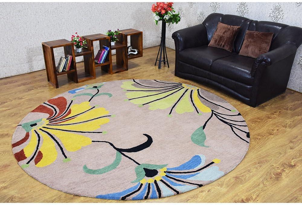 Rugsotic Carpets Hand Tufted Wool Eco-Friendly Area Rugs - 4'x6', Rectangle, Camel, Modern Contemporary Design, High Pile Handmade Anti Skid Rugs for Living Room, Bed Room (K00219)