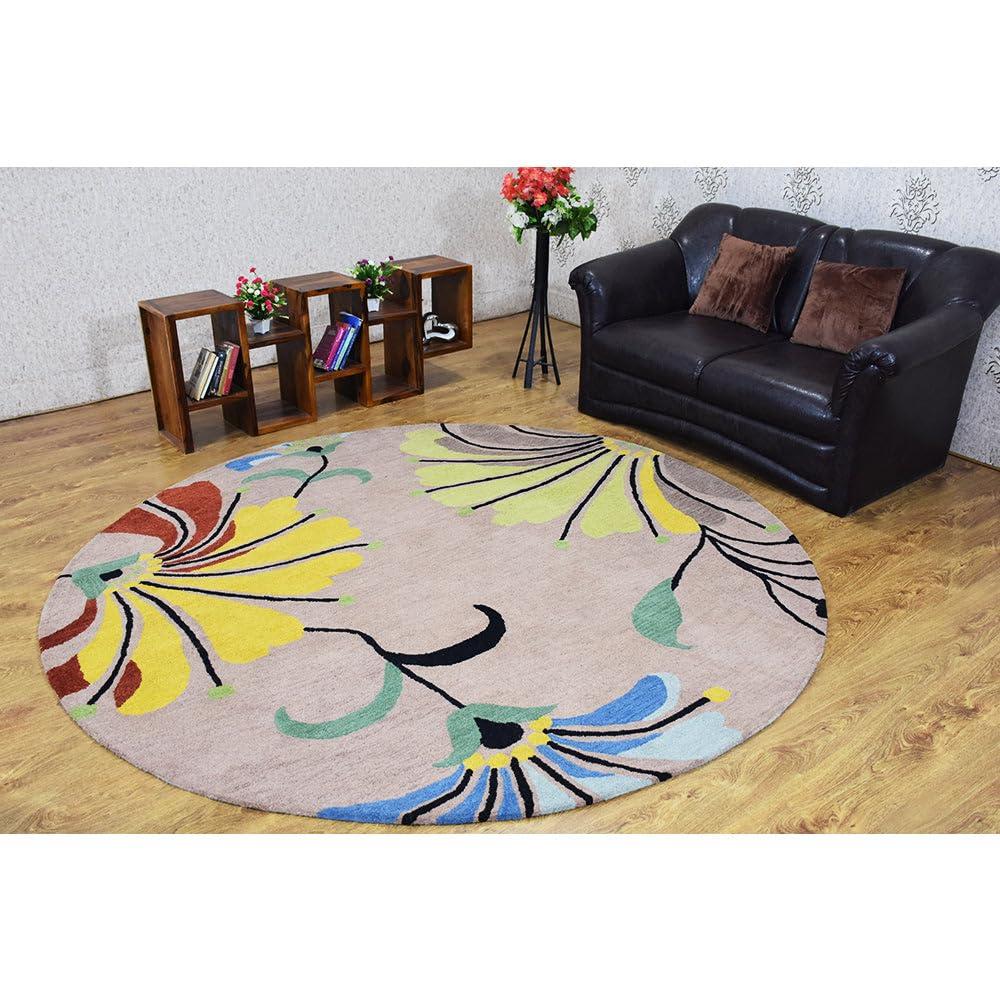 Rugsotic Carpets Hand Tufted Wool Eco-Friendly Area Rugs - 5'x8', Rectangle, Camel, Modern Contemporary Design, High Pile Handmade Anti Skid Rugs for Living Room, Bed Room (K00219)