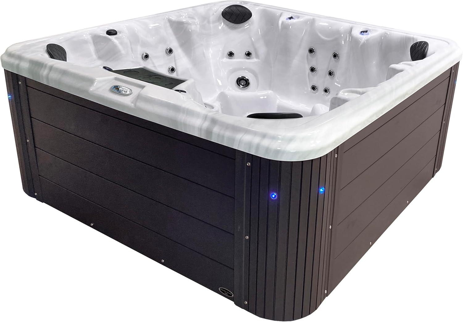 Insight 6-7 Person 34-Jet, 86-Port Acrylic Non-Lounger Hot Tub Spa, Stainless Steel Heater with Ozonator, LED Lighting, LED Ice Bucket and Insulated Cover Included