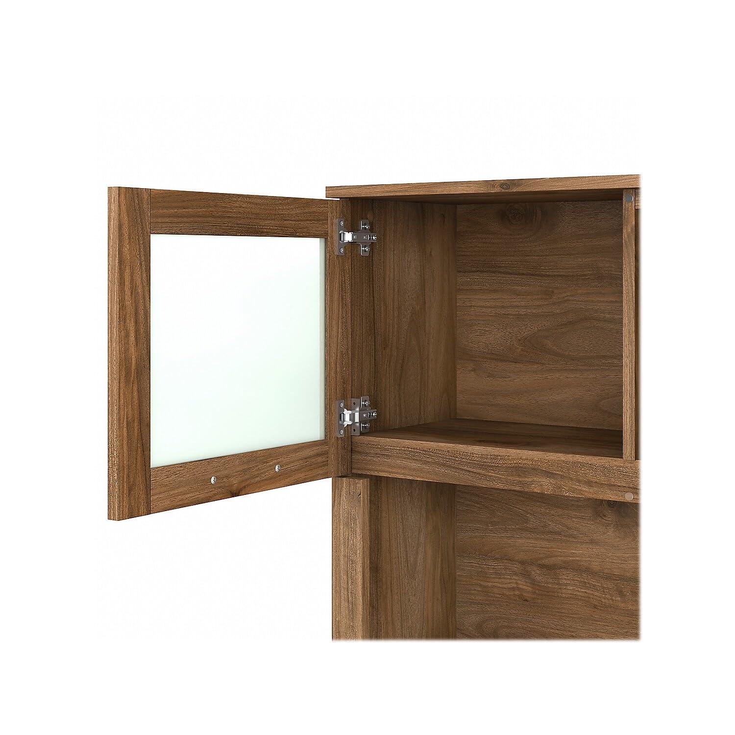 Bush Furniture Somerset 72 in Desk with Hutch with File Drawer, Open and Closed Storage in Fresh Walnut