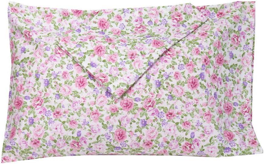 Unique Bargains 100% Cotton Floral Pillowcase with Envelope Closure for Hair and Skin Set of 2